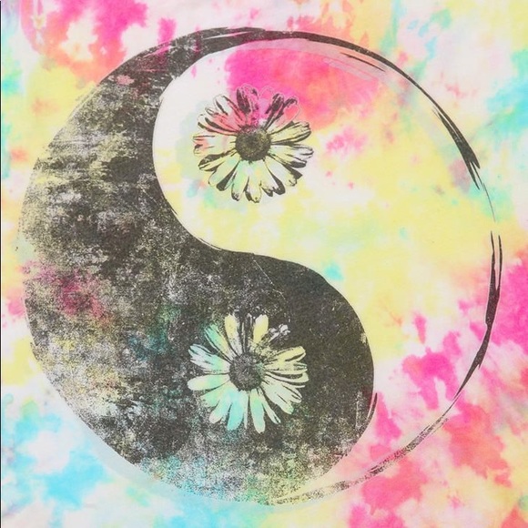 UO Yin-Yang Off Shoulder Tie Dye Faded Tee Shirt - Picture 3 of 6